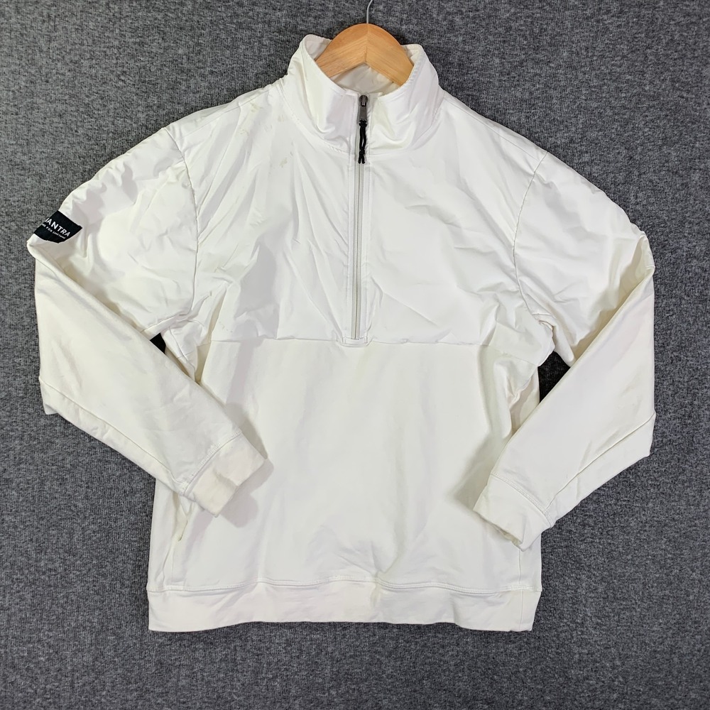 Mantra Golf Jacket Men Large White Fleece Lined Performance Windbreaker